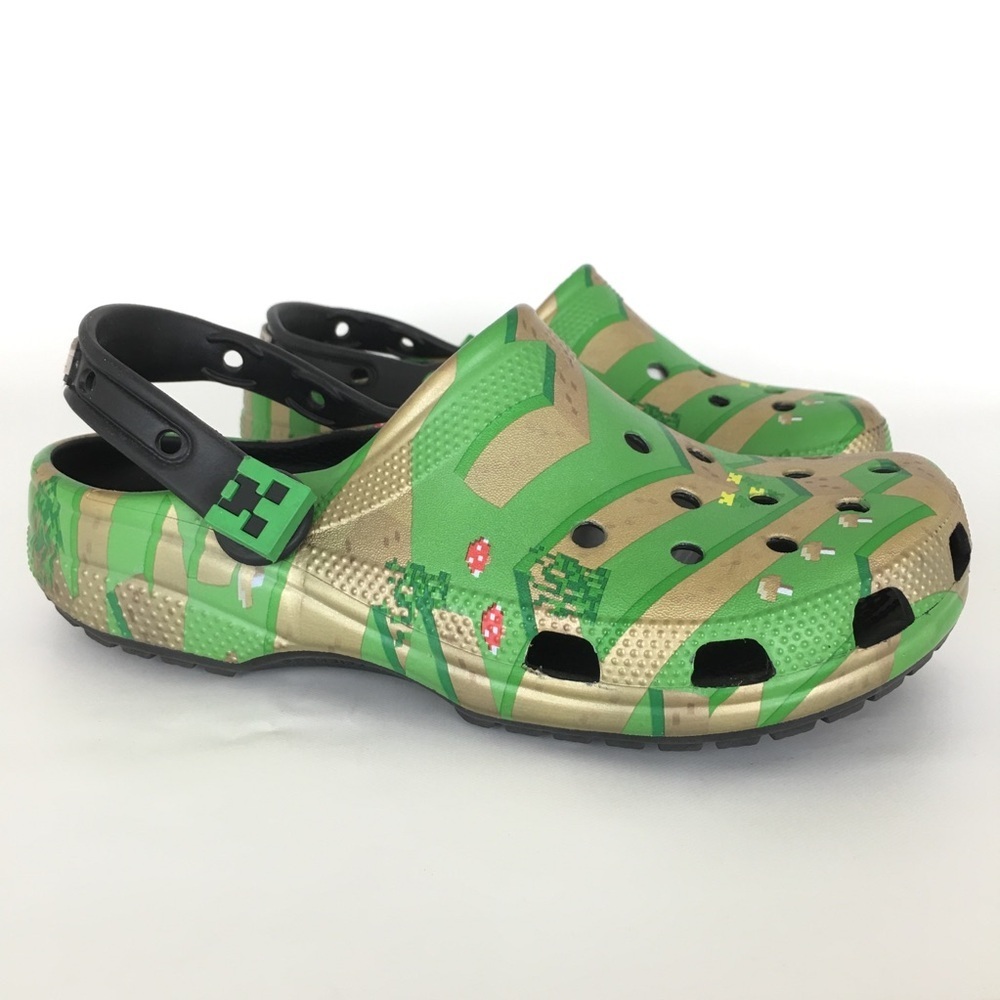 Crocs Minecraft Classic Clogs Green Sandals Size Men’s 6 Women’s 8 Comfort Shoes